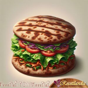Pan de molde con ensalada (Pan plano Cavernícola) Pan de molde con ensalada (Pan plano Cavernícola)